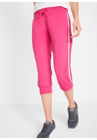 bonprix - Spodnie sportowe 3/4 z bawełny (2 pary). Kolor: różowy. Materiał: bawełna. Styl: sportowy