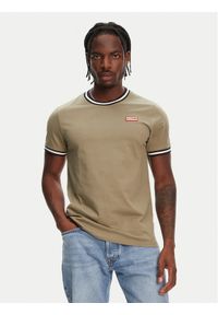 Hunter T-Shirt Eigg Ringer HARM0032251 Khaki Regular Fit. Kolor: brązowy. Materiał: bawełna