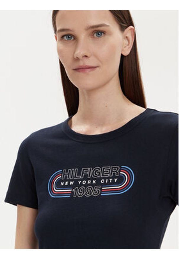 TOMMY HILFIGER - Tommy Hilfiger T-Shirt Archive Track WW0WW41203 Granatowy Slim Fit. Kolor: niebieski. Materiał: bawełna