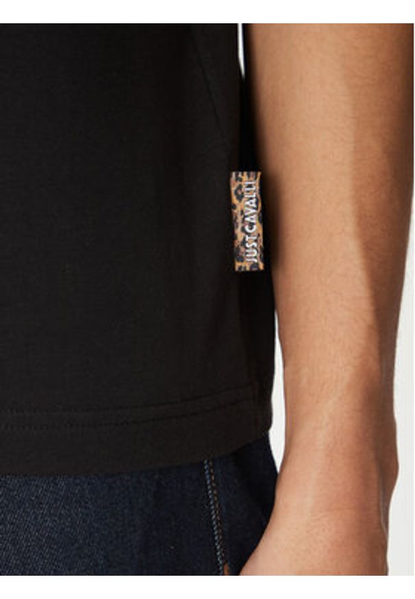 Just Cavalli T-Shirt 78OAHT01 Czarny Regular Fit. Kolor: czarny. Materiał: bawełna