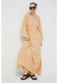 Billabong sukienka kolor pomarańczowy maxi prosta. Kolor: pomarańczowy. Materiał: tkanina. Typ sukienki: proste. Długość: maxi #5