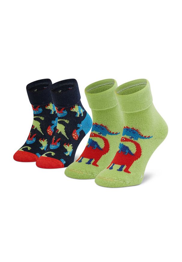 Happy-Socks - Happy Socks Zestaw 2 par wysokich skarpet dziecięcych KDIN45-6500 Kolorowy. Materiał: materiał. Wzór: kolorowy