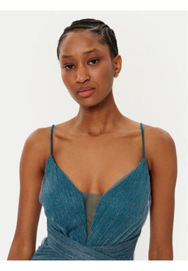 Fracomina Sukienka wieczorowa FQ24WD3006W52901 Niebieski Slim Fit. Kolor: niebieski. Materiał: syntetyk. Styl: wizytowy