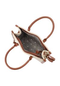 Torebka damska Rieker, torebka z plecionego materiału tekstylnego z elementami skóry naturalnej o prostej sztywnej formie z wygodnymi uchwytami i dod. Kolor: brązowy. Sezon: wiosna, lato. Materiał: skórzane. Styl: casual, elegancki. Rodzaj torebki: na ramię #8