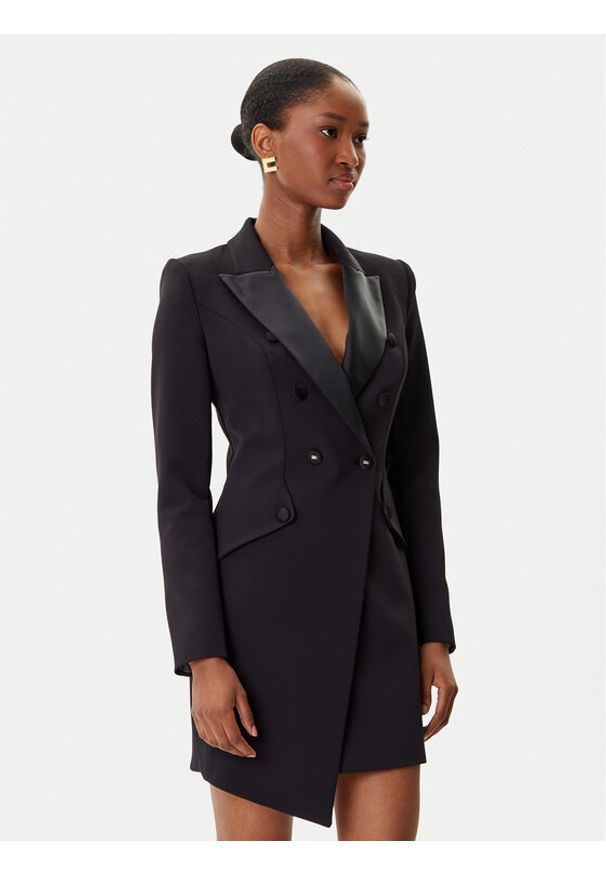 Elisabetta Franchi Marynarka AB-803-56E2-V520 Czarny Regular Fit. Kolor: czarny. Materiał: syntetyk