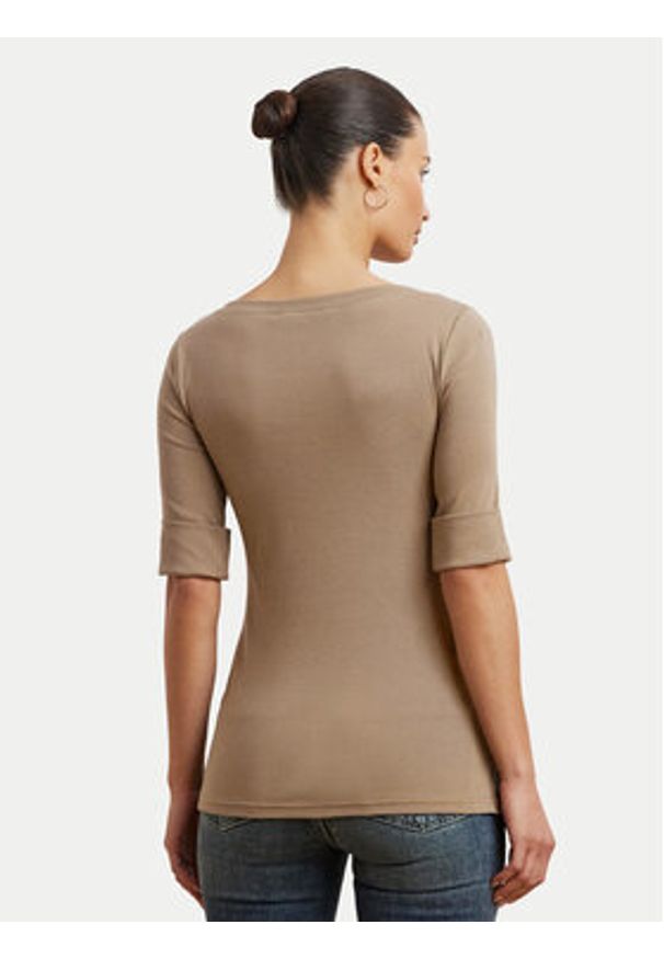 Lauren Ralph Lauren - LAUREN RALPH LAUREN Bluzka 200654963191 Beżowy Slim Fit. Kolor: beżowy. Materiał: bawełna