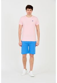 La Martina - LA MARTINA Różowy męski t-shirt z małym logo, Rozmiar L. Kolor: różowy #6