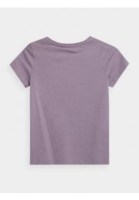 4F JUNIOR - T-shirt gładki dziewczęcy. Kolor: fioletowy. Materiał: bawełna. Wzór: gładki