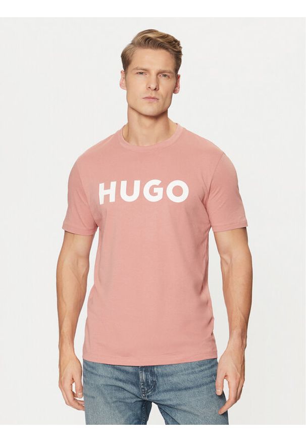 Hugo - HUGO T-Shirt Dulivio 50467556 Różowy Regular Fit. Kolor: różowy. Materiał: bawełna