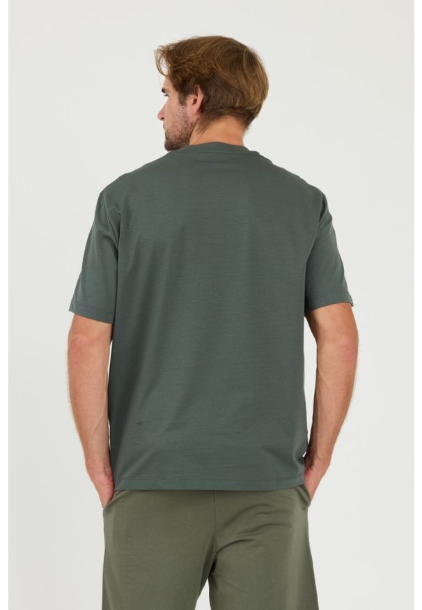 Armani Exchange - ARMANI EXCHANGE Zielony męski t-shirt bawełniany, Rozmiar M. Kolor: zielony. Materiał: bawełna