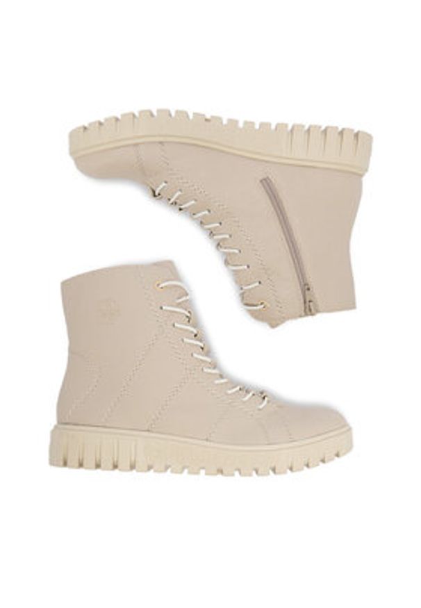 Rieker Trzewiki Y3420-61 Beżowy. Kolor: beżowy. Materiał: materiał