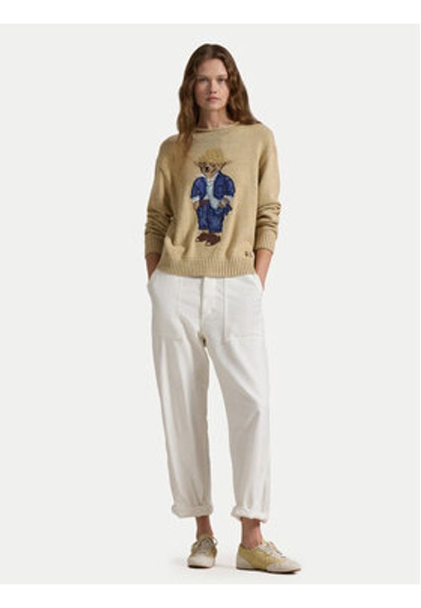 Polo Ralph Lauren Sweter 211959272001 Beżowy Relaxed Fit. Typ kołnierza: polo. Kolor: beżowy. Materiał: bawełna