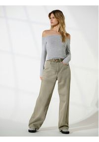 only - ONLY Bluzka Glamour 15339763 Szary Slim Fit. Kolor: szary. Materiał: syntetyk, wiskoza. Styl: glamour #5