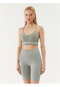 Under Armour Biustonosz sportowy Ua Seamless Low Long Bra 1357719 Zielony Compression Fit. Kolor: zielony. Materiał: syntetyk #1