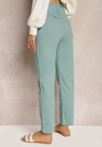 Renee - Miętowe Spodnie z Regularnym Stanem Ściągane Sznurkiem Aryle. Kolor: miętowy #2