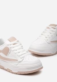 Renee - Biało-Różowe Sneakersy na Grubej Podeszwie ze Sznurowaniem i Ozdobną Wstawką Vlaffe. Kolor: biały #5