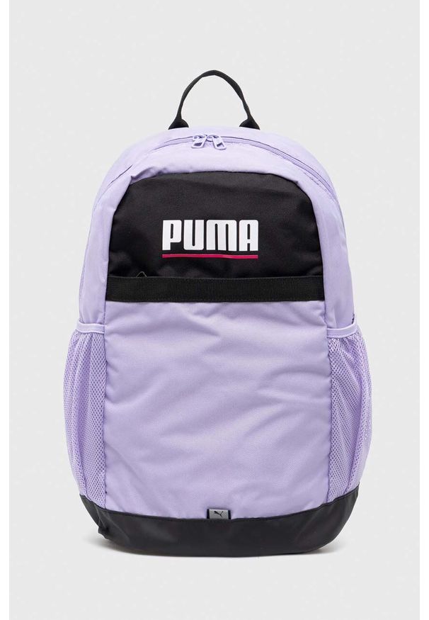 Puma plecak damski kolor fioletowy duży z nadrukiem. Kolor: fioletowy. Materiał: materiał. Wzór: nadruk
