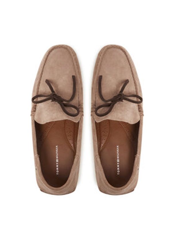 TOMMY HILFIGER - Tommy Hilfiger Mokasyny Hilfiger Folded Suede Driver FM0FM05385 Beżowy. Kolor: beżowy. Materiał: zamsz, skóra