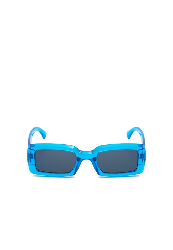 Cropp - Niebieskie okulary przeciwsłoneczne - Niebieski. Kształt: prostokątne. Kolor: niebieski