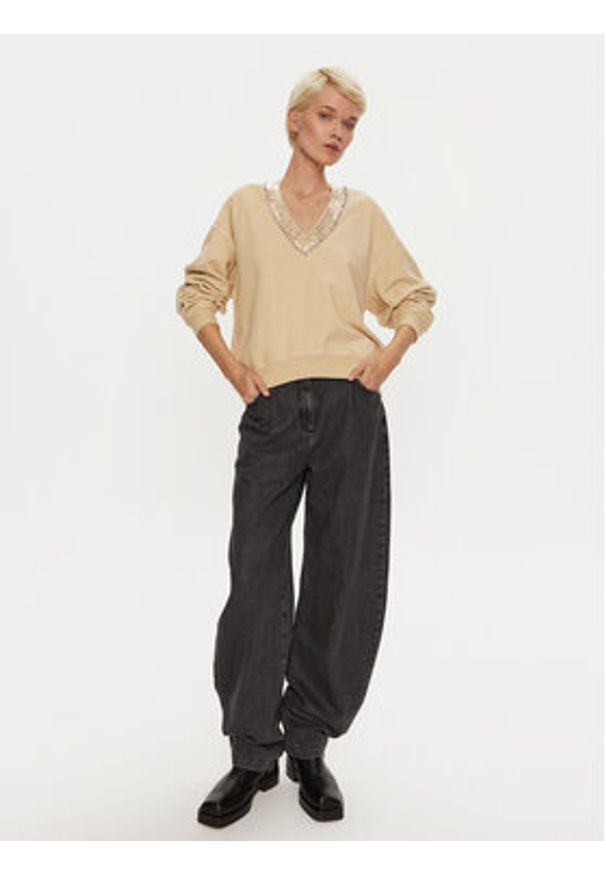 Pinko - PINKO Bluza Raboni 104458 A297 Beżowy Regular Fit. Kolor: beżowy. Materiał: bawełna