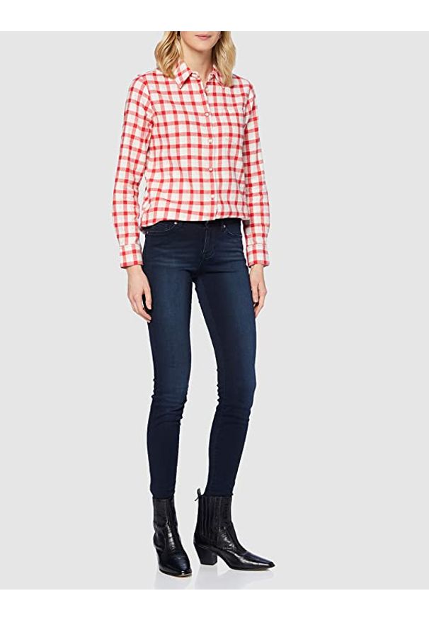 Wrangler - WRANGLER LS 1PKT SHIRT DAMSKA KOSZULA MATERIAŁOWA LOLLIPOP RED W5Z1T2XSK 112130367. Materiał: materiał