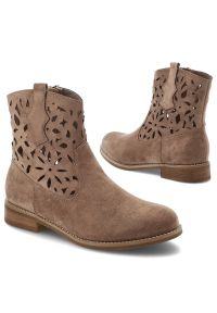Botki damskie Vinceza, cholewka z materiału ażurowa z zamkiem z boku na płaskiej podeszwie, beżowe, 39997. Okazja: na co dzień. Zapięcie: zamek. Kolor: beżowy. Szerokość cholewki: normalna. Wzór: ażurowy. Materiał: materiał. Sezon: wiosna, lato. Obcas: na płaskiej podeszwie. Styl: casual. Wysokość obcasa: niski #2