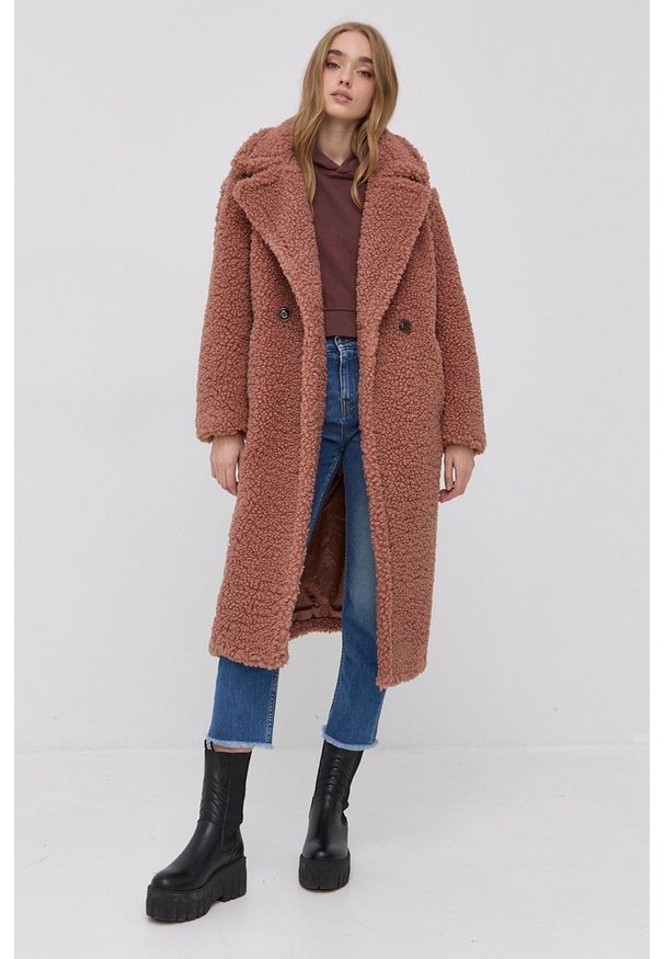 Ugg - UGG Płaszcz damski kolor różowy przejściowy dwurzędowy. Kolor: różowy