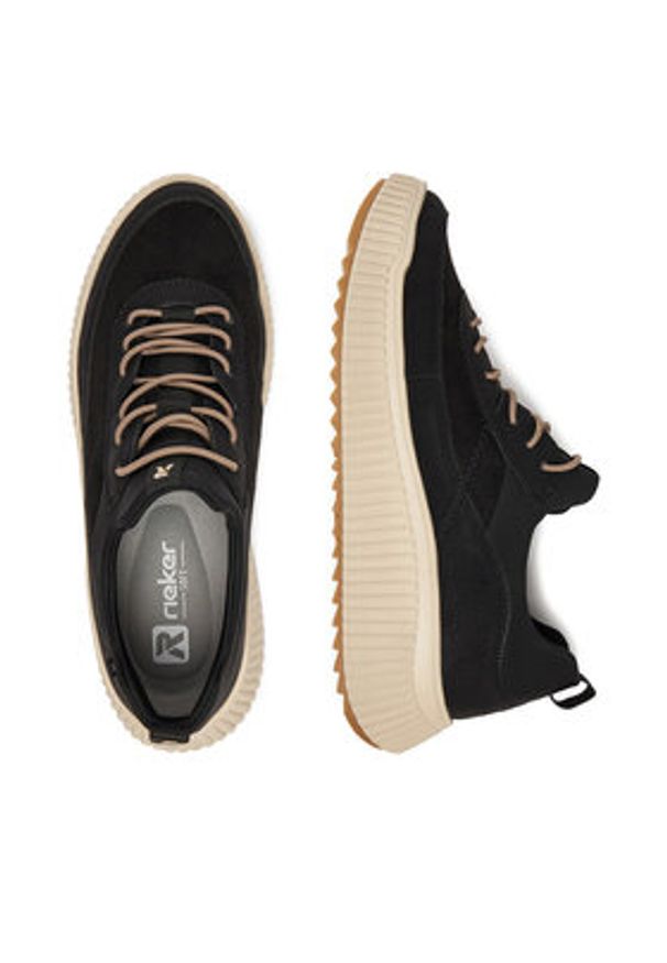 Rieker Sneakersy W1703-00 Czarny. Kolor: czarny. Materiał: materiał