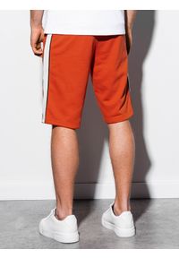 Ombre Clothing - Krótkie spodenki męskie dresowe W241 - ceglaste - XXL. Kolor: czerwony. Materiał: dresówka. Długość: krótkie #4