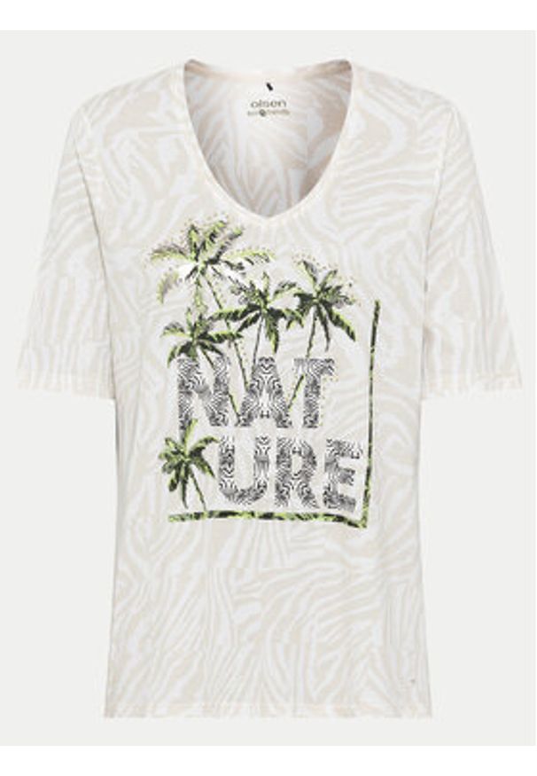 Olsen T-Shirt 11104789 Beżowy Regular Fit. Kolor: beżowy. Materiał: bawełna