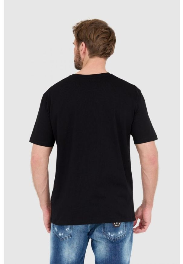 Balmain - BALMAIN Czarny męski t-shirt z wypukłym gumowym logo, Rozmiar S. Kolor: czarny. Materiał: guma