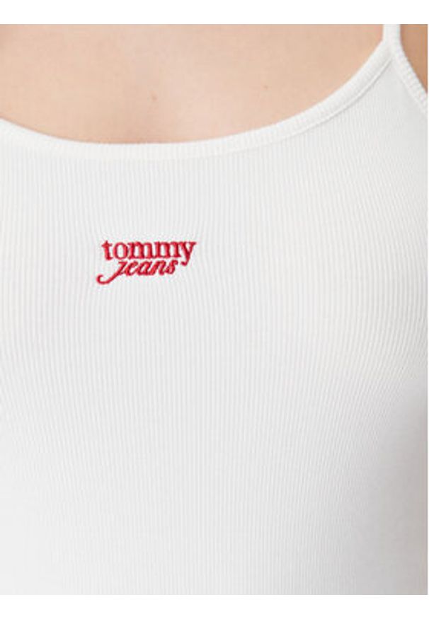Tommy Jeans Sukienka letnia Script DW0DW20330 Beżowy Slim Fit. Kolor: beżowy. Materiał: bawełna. Sezon: lato
