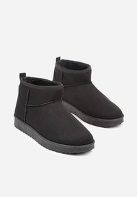 Born2be - Czarne Krótkie Śniegowce Zozaline. Okazja: na co dzień. Kolor: czarny. Materiał: jeans. Styl: casual, klasyczny, elegancki