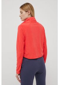columbia - Columbia bluza damska kolor czerwony gładka. Okazja: na co dzień. Kolor: czerwony. Materiał: dzianina. Długość rękawa: raglanowy rękaw. Długość: krótkie. Wzór: gładki. Styl: casual #4