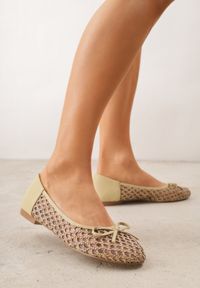 Born2be - Ciemnobeżowe Siateczkowe Balerinki z Plecioną Cholewką z Kokardką Lilinrelle. Okazja: na co dzień. Kolor: beżowy. Materiał: jeans. Szerokość cholewki: normalna. Styl: casual, klasyczny, elegancki #5