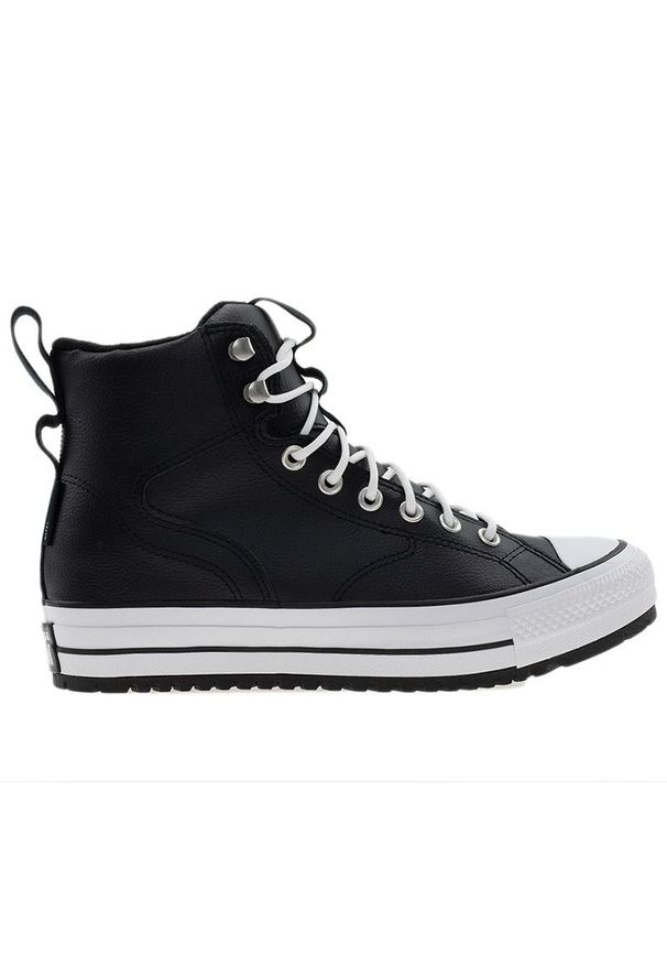 Buty męskie Converse Chuck Taylor All Star Hiker Boot A13233C - czarne. Wysokość cholewki: przed kolano. Zapięcie: sznurówki. Kolor: czarny. Materiał: syntetyk, skóra. Szerokość cholewki: normalna. Model: Converse All Star