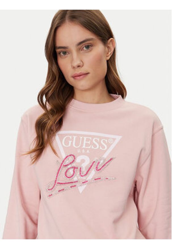 Guess Bluza W5GQ05 KB683 Różowy Regular Fit. Kolor: różowy. Materiał: bawełna