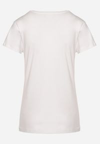Born2be - Biały Bawełniany T-shirt Ozdobiony Nadrukiem Zarice. Okazja: na co dzień. Kolor: biały. Materiał: bawełna. Wzór: aplikacja, nadruk. Styl: klasyczny, casual