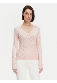 Guess Sweter W5GR07 Z3D60 Różowy Regular Fit. Kolor: różowy. Materiał: wiskoza