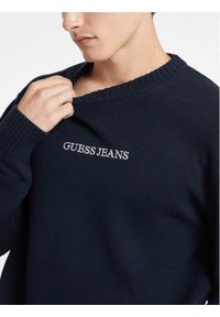 Guess Jeans Sweter M4BR31 Z3HM1 Granatowy Regular Fit. Kolor: niebieski. Materiał: bawełna