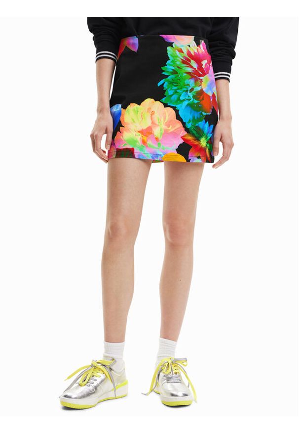 Desigual Spódnica mini 23SWFW09 Kolorowy Slim Fit. Materiał: bawełna. Wzór: kolorowy