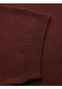 Ombre Clothing - Koszulka męska polo bez guzików z klasycznym splotem – ciepłobrązowa V4 - Rozmiar: L. Typ kołnierza: polo. Kolor: brązowy. Materiał: wiskoza, dzianina, materiał, elastan, nylon. Wzór: ze splotem. Styl: klasyczny #8