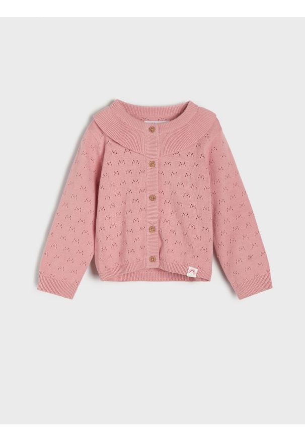 Sinsay - Sweter - różowy. Kolor: różowy. Długość rękawa: długi rękaw. Długość: długie. Wzór: ażurowy