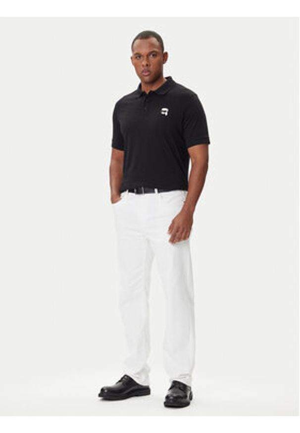 Karl Lagerfeld - KARL LAGERFELD Polo 745710 500224 Czarny Regular Fit. Typ kołnierza: polo. Kolor: czarny. Materiał: bawełna