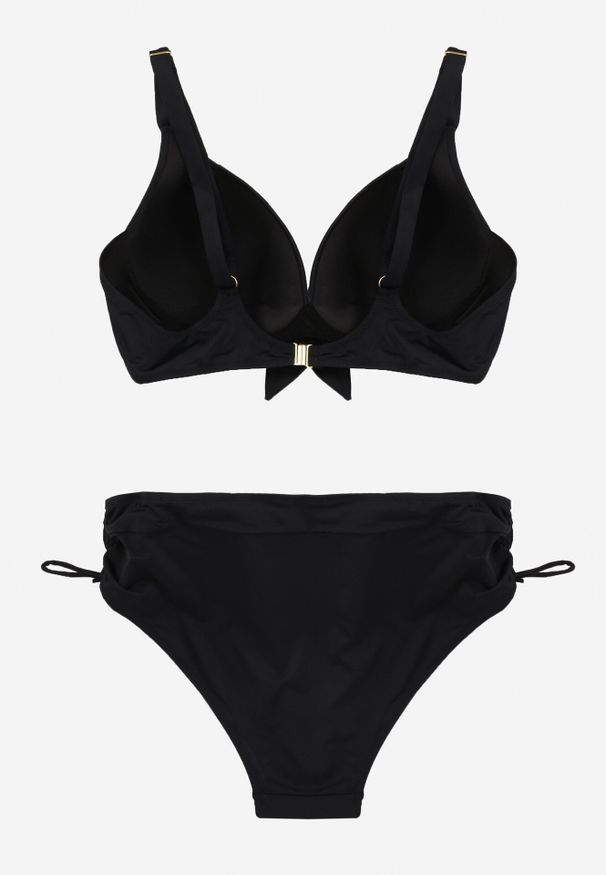 Born2be - Czarne Bikini Biustonosz z Cyrkoniami i Majtki Typu Figi Dorirose. Kolekcja: plus size. Kolor: czarny