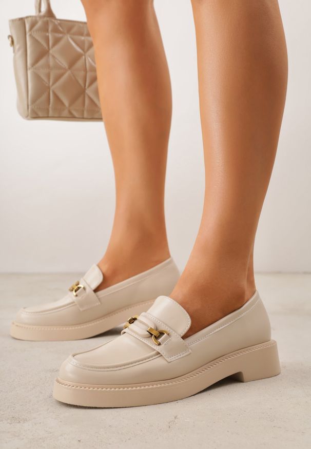 Born2be - Beżowe Klasyczne Mokasyny VICES z Elegancką Aplikacją i Skórzaną Wkładką Anatope. Okazja: na co dzień, na spotkanie biznesowe, do pracy. Kolor: beżowy. Materiał: skóra. Wzór: aplikacja. Styl: elegancki, klasyczny