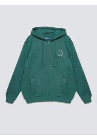 Big-Star - Bluza męska rozpinana z kapturem zielona Ajron 304. Okazja: na co dzień, na spacer. Typ kołnierza: kaptur. Kolor: zielony. Materiał: jeans, dresówka, dzianina. Wzór: haft. Styl: casual