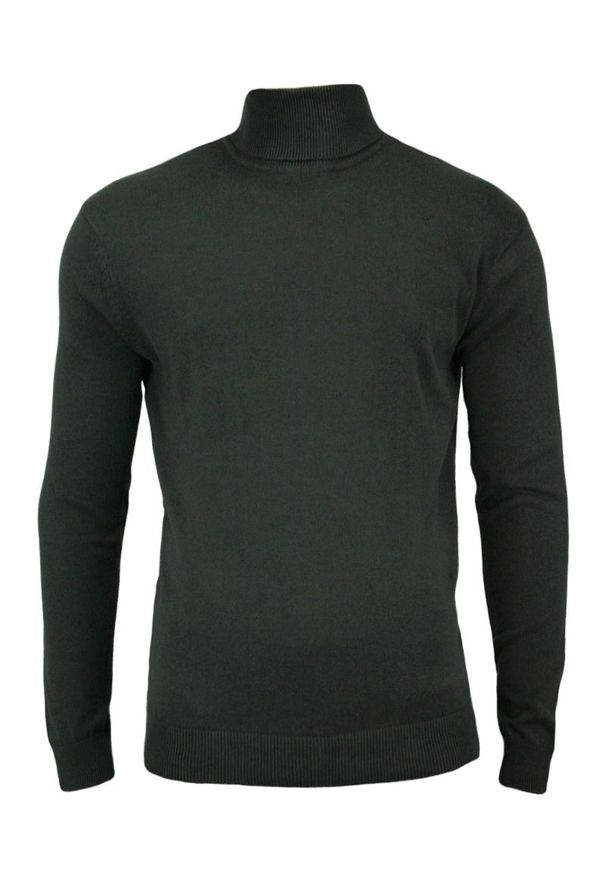 Zestaw Trzech Męskich Golfów - Brave Soul - Czarny, Camel i Zieleń Khaki. Typ kołnierza: golf. Kolor: brązowy, czarny, wielokolorowy. Materiał: bawełna. Sezon: zima, jesień. Styl: klasyczny