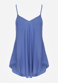 Renee - Niebieski Top z Bawełny Rozszerzany u Dołu na Ramiączkach Ralorea. Okazja: na co dzień. Kolor: niebieski. Materiał: bawełna. Długość rękawa: na ramiączkach. Styl: casual #3