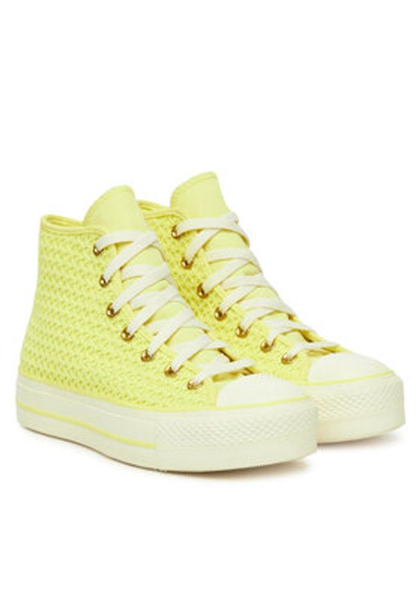 Converse Trampki Chuck Taylor All Star Lift Platform Knit A14967C Żółty. Kolor: żółty. Materiał: materiał. Obcas: na platformie